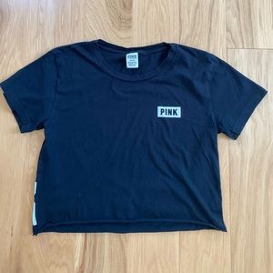 PINK black cropped T-shirt